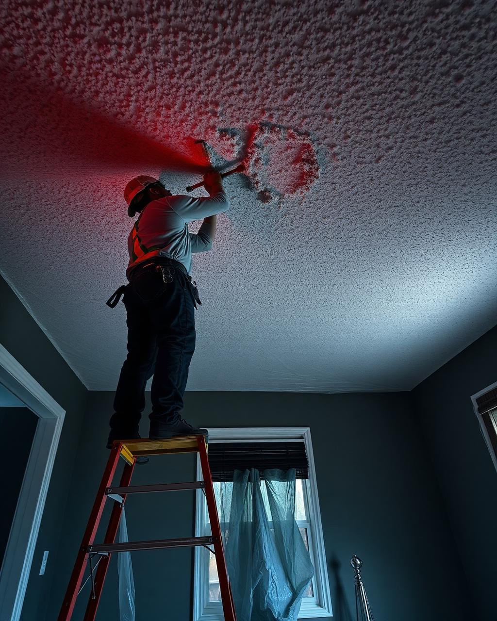 Popcorn Ceiling Removal in Illinois - Wet-scrape removal, smooth refinish, ready for paint by Great Lakes Drywall